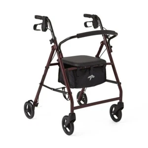 Andador básico de acero Medline para personas mayores con asiento y ruedas mds86850es8 - Imagen 1 de 4