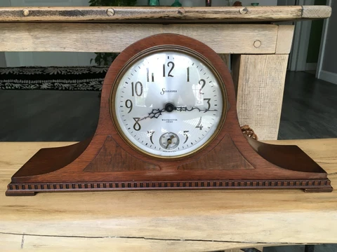 Vintage Mantel Clock Sessions Westminster Chime Mantel Wood Electric 97 DJ 60 Cover