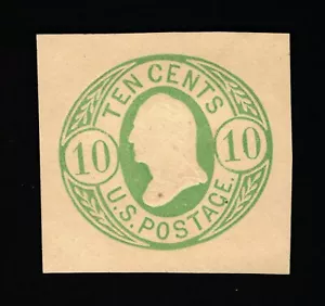 EXCEPTIONAL GENUINE SCOTT #U41 MINT 1861 YELLOW GREEN ON BUFF NESBITT CUT SQUARE - Picture 1 of 2