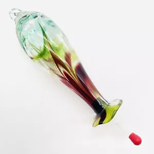 Mangiatoia per colibrì in vetro multicolore soffiato a mano firmata dall'artista - Foto 1 di 9