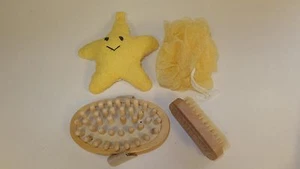 Bath Accessory Set - Yellow - Star Starfish Sponge, Massage Brush, 4-Piece Set - Picture 1 of 5