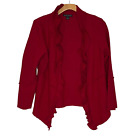Elena Solano Boiled Wool Ruffled Open Cardigan Red size medium