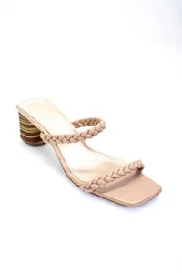 Schutz Womens Leather Braided Double Strap Mid Block Heel Sandals Pink Size 8.5 - Picture 1 of 5