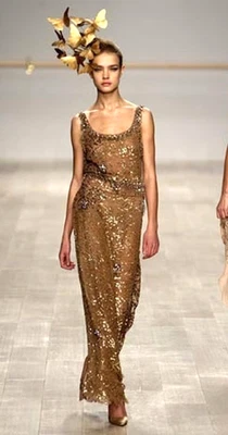 Blumarine 2003 Vintage Runway Embroidered Long Maxi Gown Dress US 2 4 / IT 38 40 - Image 1 of 4