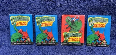 4 Sealed Packs Of Dinosaurs Attack - 5 Cards & 1 Sticker Per Pk - Image 1 of 2