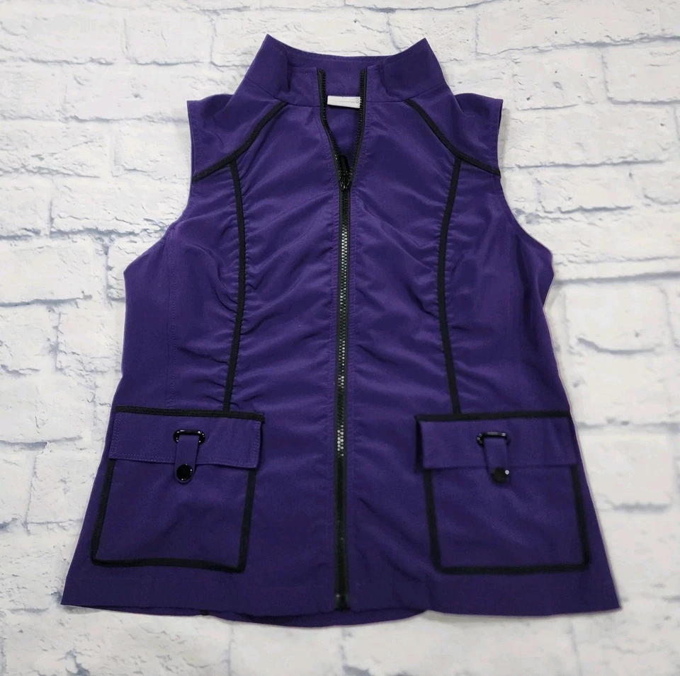 Zenergy Chicos MUJER TALLA 0 EE. UU. S Púrpura Negro Borde Cremallera Completa Chaleco Yoga Activo Foto 1 de 4