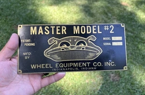 Vintage Brass Wheel Equipment Company Plaque Nameplate 9"x 4" Master Model #2 - Picture 1 of 8