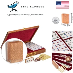 Stilvolles chinesisches Mahjong Spielset - 148 mittlere Spielsteine in Champagner Gold Finish - Bild 1 von 11