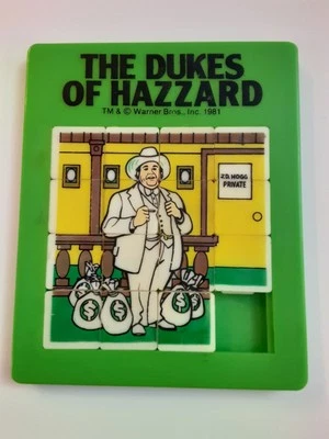 Vintage Dukes of Hazzard Boss Hogg Green Tray Slide Puzzle 1981 toy - Image 1 of 2