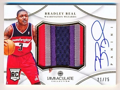 2012-13 Immaculate Bradley Beal Premium Patch Autographs Auto Rc #PP-BB (21/75) - Image 1 of 2