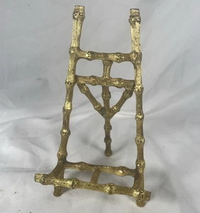 Vintage Gold Ormolu Hollywood Regency Bambus verziert Staffelei Display Ständer 7" Messing - Bild 1 von 8