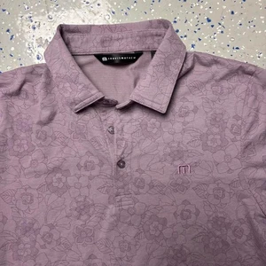 Travis Mathew Polo Short Mens Small Floral Lavender Short Sleeve Tropical - Picture 1 of 5