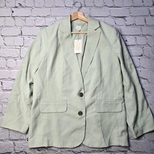 A New Day Womens Two Button Blazer Light Green New Size Medium - Picture 1 of 12