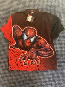 RARA Camisa Informal Vintage 2002 Spider-Man Abotonada Roja Talla Med Nueva Con Etiquetas - Imagen 1 de 11