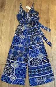 Next Cropped Jumpsuit Sz10, RRP £38 - Pockets, Wrap, Summer, Holiday - Picture 1 of 3