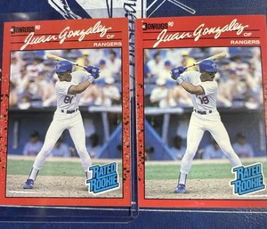 Baseballkarte Donruss 90 Juan Gonzalez Rückseite Negativ & Nr. Fehlerkarte (4) - Bild 1 von 2