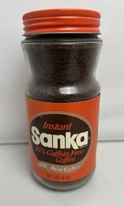 NEU Vintage 70er/80er Jahre Sanka 4 Unzen Glas Dose Kaffee voll versiegelt Instant - Bild 1 von 6
