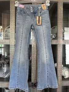 Hippie Girl Mid Rise Super Flare Stretch Adjustable Waistband Girls Size 8 NWT - Picture 1 of 3