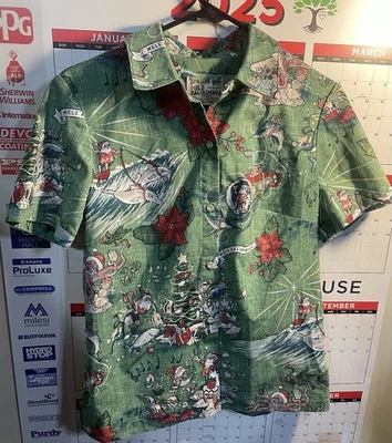 CAMISA ALOHA REYN SPOONER HAWAIANA TRADICIONALS MELE KALIKIMAKA MUJER TALLA PEQUEÑA Foto 1 de 4