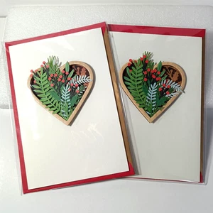 Hallmark Signature Christmas heart 3-D papercraft set of 2 cards - Picture 1 of 3