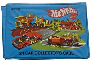1980 Hot Wheels Vinyl Collectors Case Holds 24 Cars Blue Trays - Picture 1 of 12