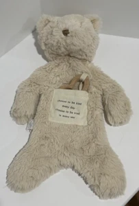 Mud Pie Bear plush Lovey Cuddler wooden heart Teether NWT "CHOOSE TO BE KIND" - Picture 1 of 6