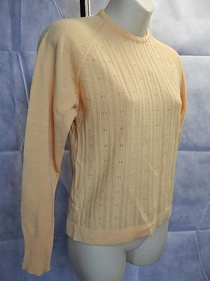 Suéter Top Vintage Años 70 Completamente Moda Amarillo Pastel Acrílico Virgen Mod Retro Foto 1 de 4