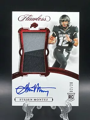 Steven Montez 2020 Panini Flawless Collegiate Rookie Patch Auto Ruby /20 RPA - Image 1 of 2