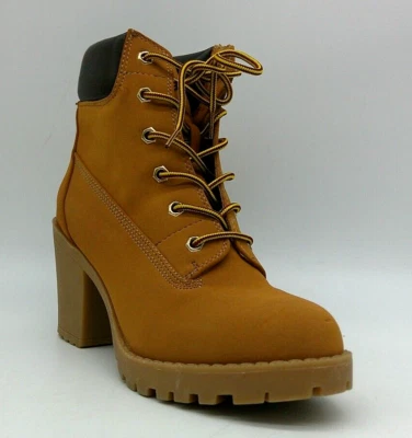 Bota de trabajo Zigisoho Kiana con cordones marrón trigo tacones talla 8 M suela Foto 1 de 4