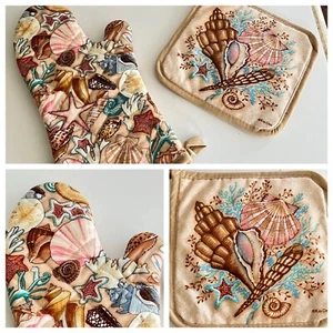 Kay Dee Designs Seashell Beach Oven Mitt Potholder NWOT Lot - Picture 1 of 8