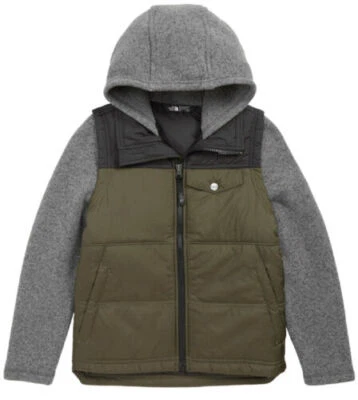 The North Face Boys Gordon Lyons Hoodie Varsity Vest Jacket New Taupe Green NWT - Image 1 of 4