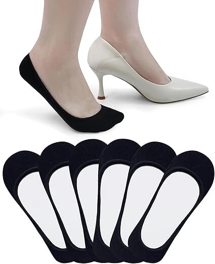 3 6 pares de calcetines invisibles de silicona antideslizantes de silicona con calzado de encaje negro para damas Foto 1 de 1