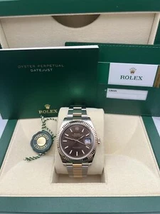 Rolex Datejust 41 126331 18K Rose Fluted Two Tone Chocolate Dial Oyster B&P 2019 - Picture 1 of 12