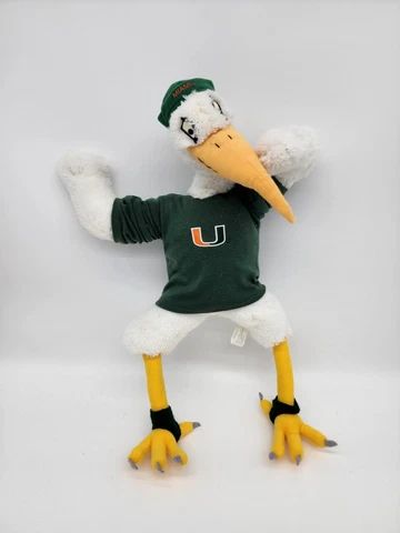 Rare Vintage University of Miami Hurricanes Sebastian the Ibis Mascot Plush Cover