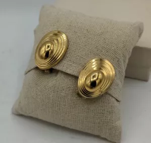 Vintage Christian Dior Modernist Gold Tone Clip On Earrings 1980's Luxury - Picture 1 of 11