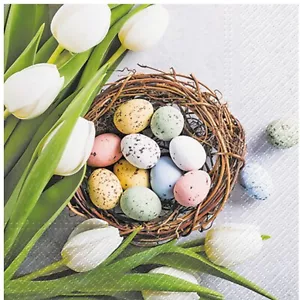 Zwei individuelle Papier Luncheon Decoupage Servietten Ostern Urlaub Eier Blumen - Bild 1 von 5