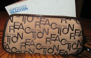 Kenneth Cole Reaction Brown/Tan Signature Zip Embroided Organize Wallet NIB NICE - Picture 1 of 4
