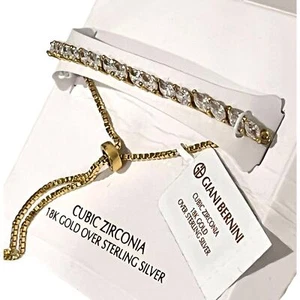 Giani Bernini BOLO BRACELET 18k Gold Plate Cubic Zirconia Marquise Cut Jewelry - Picture 1 of 7