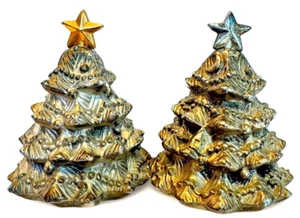 Godinger Silver Plated Christmas Tree Salt & Pepper Shaker Set VTG - Picture 1 of 10