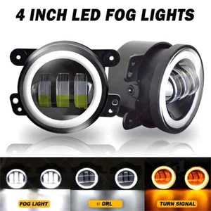 Pair 4 Inch LED Fog Lights Front Bumper Driving Lamps for Jeep Wrangler JK JL JT - Picture 1 of 17