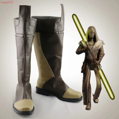 Star Wars Jedi Guardia del Templo Cosplay Accesorios Zapatos Marrón Botas Largas Hechas a Medida Foto 1 de 4