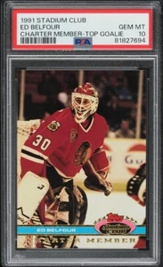 1991 Stadium Club Charter Member Top Goalie Ed Belfour PSA 10 - Imagen 1 de 2