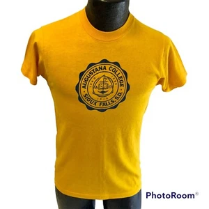 Vtg 70 80's Collegiate Pacific Yellow AUGUSTANA COLLEGE Sioux Falls SD T-Shirt S - Picture 1 of 4