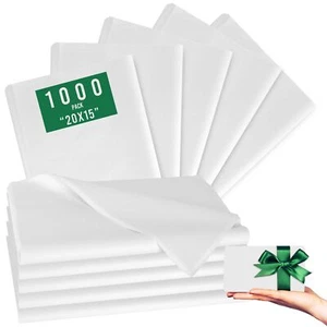 1000 Sheets 20"X15" White Tissue Paper Bulk for Gift Bags - Wrapping Tissue P... - Picture 1 of 7