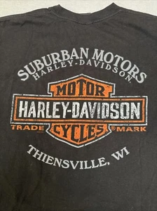 Harley Davidson Men's Large Black T-Shirt 2018 Fat Boy Suburban Thiensville WI - Picture 1 of 7