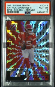 Patrick Mahomes II 2021 PANINI ZENITH EPIX STAGIONE ARANCIONE /25 EO-6 PSA 8 POP 1 - Foto 1 di 5
