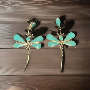 Zuni Indian Jewelry Sterling Silver Dragon Fly Earrings| Turquoise| Dragonfly - Picture 1 of 5