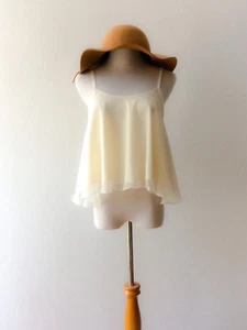 White Chiffon Ruffle Camisole top, Sleeveless White ruffle top, S, M Size - Picture 1 of 5