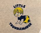 Original Vintage Little Troublemaker Mini Iron On Transfer