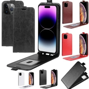 Phone Case For iPhone 16 15 14 13 12 11 Pro Max 7 8 Leather Vertical Flip Wallet - Picture 1 of 25